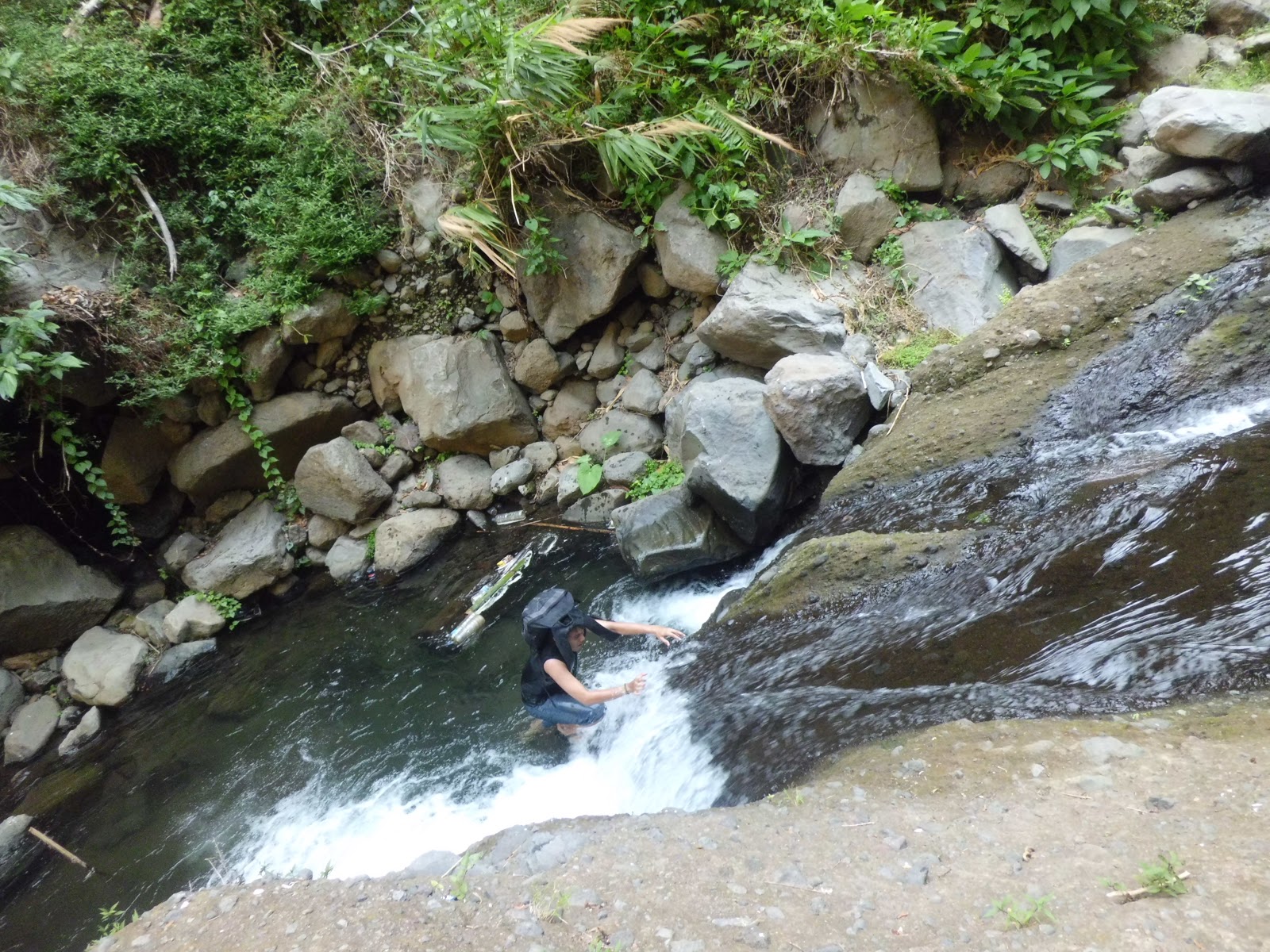 Swimming against strong river current